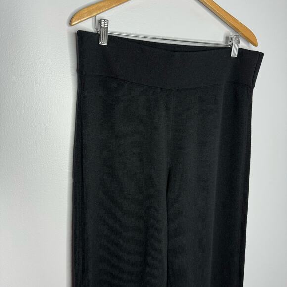 Club Monaco Black Long Wool Blend Knit Pull on Pants Stretch Casual Wardrobe XL - Picture 3 of 12